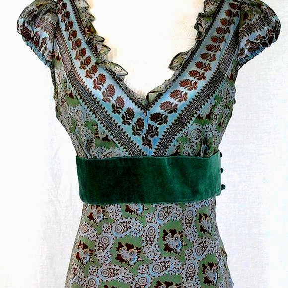 TRACY REESE Plenty 1930s style Bias Cut Sage Green Silk Dress S 4 Anthropologie - Picture 8 of 12